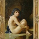 ART OIL ON CANVAS Seated Bather-William Bouguereau