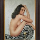 ORIGINAL OIL ON CANVAS CHARMING SEXY NUDE GIRL MODEL