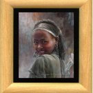 Original Art Oil Painting Ethiopian Preetty Young Girl