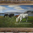ART ORIGINAL OIL PAINTING SIGNED Cow ANIMALS