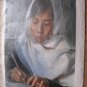 Art original oil painting Afghan schoolgirl in studying
