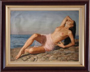 FREE SHIPPIN ART ORIGINAL OIL PAINTING FEMALE NUDE GIRL