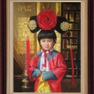 ART ORIGINAL OIL ON CANVAS Qing Dynasty little princess