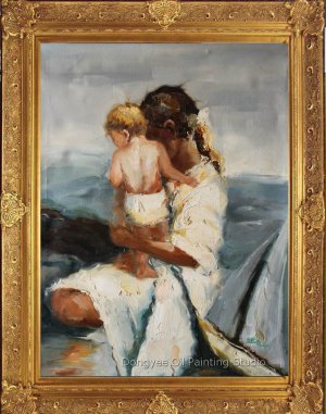 Original oil painting Impressionism Figures Childhood
