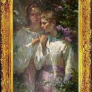 Oil Painting On Canvas-Repro -Amidst The Lilacs Figures