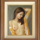 ART ORIGINAL OIL ON CANVAS MODEL NUDE CHARMING LADY