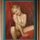 PHOTOREALISM ORIGINAL OIL ON CANVAS PRETTY GIRL NUDE