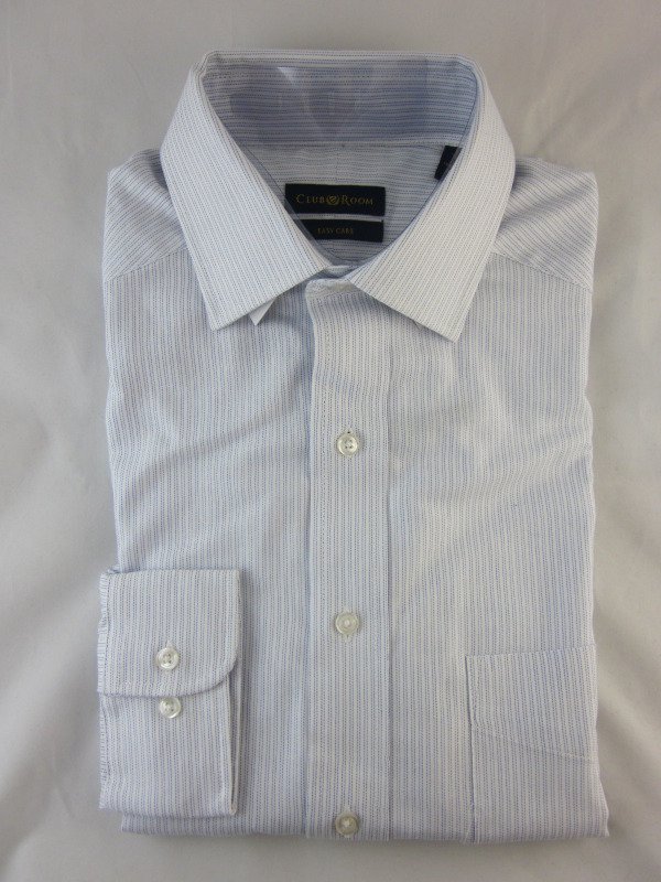 NEW CLUB ROOM DRESS SHIRT S 14.5 32/33 Blue Fine Stripe Cotton easy ...