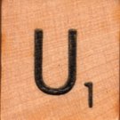 Scrabble Letter Wood/Wooden Tile "U" for replacement or crafts like jewelry or decorations