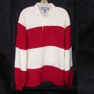 Ivanhoe Polo Pullover Men Sweater/Shirt Red/Cream Stripe Cotton Collar NEW Vintage Free Shipping
