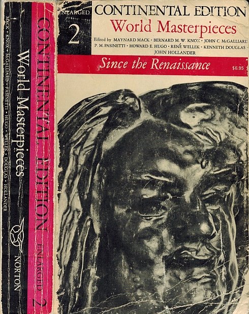 The Continental Edition Of World Masterpieces:Enlarged Volume 2:Since The Renaissance 1966 1340 Pgs