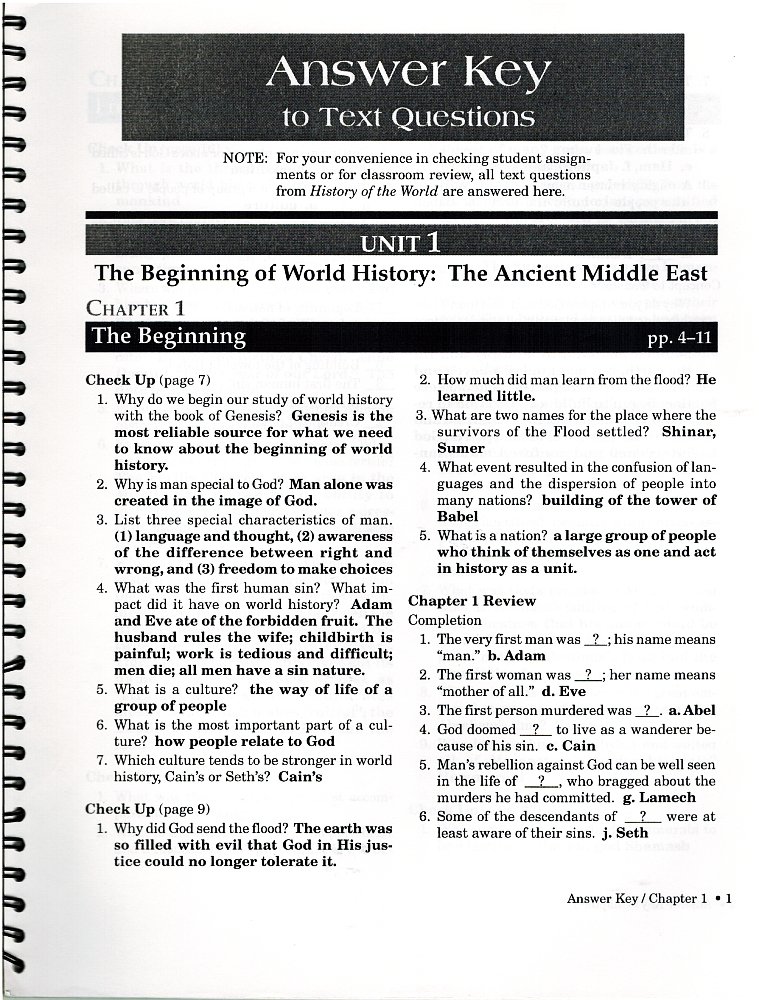 History Of The World In Christian Perspective Answer Key Text Questions