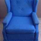 Arm Chair Stuffed Blue Fabric Skirted Amish Furniture Berne, IN Vintage 70s PICK UP ONLY