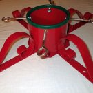 Live Christmas Tree Stand holds up to 12 ft Heavy Duty Iron 6” diameter Red & Green Vintage EUC