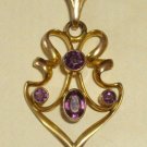 SUPERB EDWARDIAN ART NOUVEAU R GOLD PENDANT AMYTHYSTS