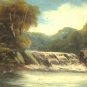 Antique c1820 OIL WOODEN PANEL WATERFALL SCOTLAND EXCEL