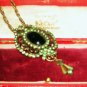 EMERALD STONE & FILIGREE DROP AND HEAVY CHAIN 24" SUPER