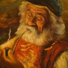 VINTAGE PAINTING OF EARLY SEAMAN SMOKING A PIPE