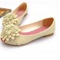 Flower Embellished Flats Shoes Beige Indie Lolita Free Shipping