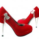 Diamond Embellished Red 5 inch Heels Pin-Up Free Shipping