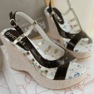 Black Wedges Shoes Lolita Indie Free shipping