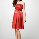 FB0024 Spaghetti Strap A-line Knee-lengh Satin Bridesmaid Dress