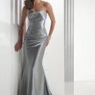 S001 Ready to Wear Mermaid Strapless Sweep Train Hand Made Silk Silver Evening Dresses 2012