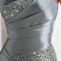 S001 Ready to Wear Mermaid Strapless Sweep Train Hand Made Silk Silver Evening Dresses 2012