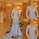 V-neck Taffeta Mermaid Lace with Beaded Evening Dresses