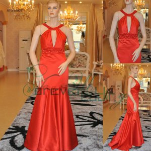 Sexy Mermaid Elastic Satin Red Eveing Dresses