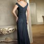 V0107 Elegant Cap Sleeves V-neck Sheath Chiffon Royal Blue Mother Dresses