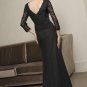 V0116 Top Sale Long Sleeves Black Lace with Beaded Mother Dresses
