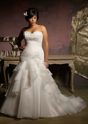 V0124 Free Shipping Mermaid Sweetheart White Plus Size Wedding Dresses
