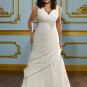 V0133 Free Shipping V-neck Taffeta A-line Plus Size Wedding Dresses 2012