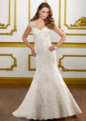 V0150 Elegant Removable Straps Sweetheart Mermaid Lace Bridal Gowns