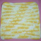 Yellow and White Crocheted Dishcloth