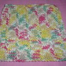 Yellow, Sage, Pink, Tan and White Crocheted Dishcloth