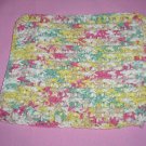 Yellow, Sage, Pink, Tan and White Crocheted Dishcloth