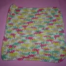 Yellow, Sage, Pink, Tan and White Crocheted Dishcloth