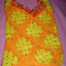 Granny Square Beach Bag Orange and Yellow with fur