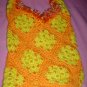 Granny Square Beach Bag Orange and Yellow with fur