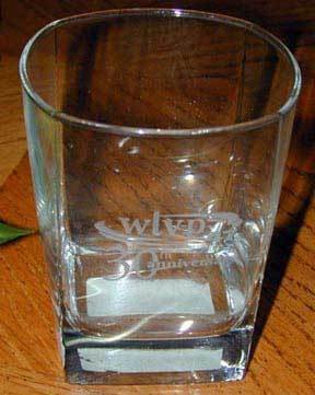 UNUSUAL-"WLVP 30th Anniversary" etched rocks glass~NEW!