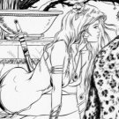Sexy GIRL & SNOW LEOPARD CAT~Signed Fantasy ART~Woron