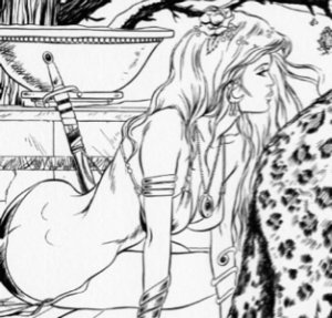 Sexy GIRL & SNOW LEOPARD CAT~Signed Fantasy ART~Woron