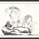 Signed Steve Woron PRINCESS w/ DRAGON fantasy art print