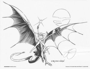 Signed Steve Woron DRAGONRIDER Fantasy Art + free 4 BIN