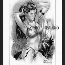 SIGNED Steve Woron sexy JUNGLE GIRL Fantasy Art Print~! SIGNED Steve Woron sexy JUNGLE GIRL Fantasy Art Print~!