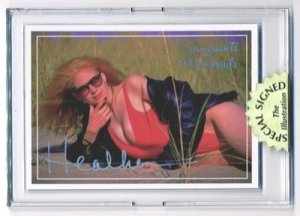 Busty Heather 1-piece swimsuit card Signed in holder!