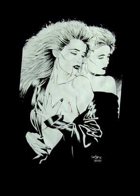 Steve Woron's VAMPIRE~white on black Tshirt Sexy-NEW XL