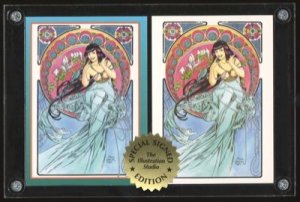 Signed Steve Woron 2 BETTY PAGE Mucha Cards Screwdown